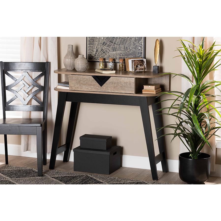 Baxton Studio Wales Modern and Contemporary Light Brown Finished Wood 1-Drawer Console Table | Console Tables | Modishstore - 2