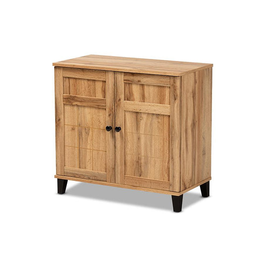Baxton Studio Glidden Modern and Contemporary Oak Brown Finished Wood 2-Door Shoe Storage Cabinet | Cabinets | Modishstore