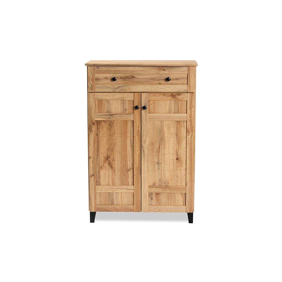 Baxton Studio Glidden Modern and Contemporary Oak Brown Finished Wood 1-Drawer Shoe Storage Cabinet | Cabinets | Modishstore - 4