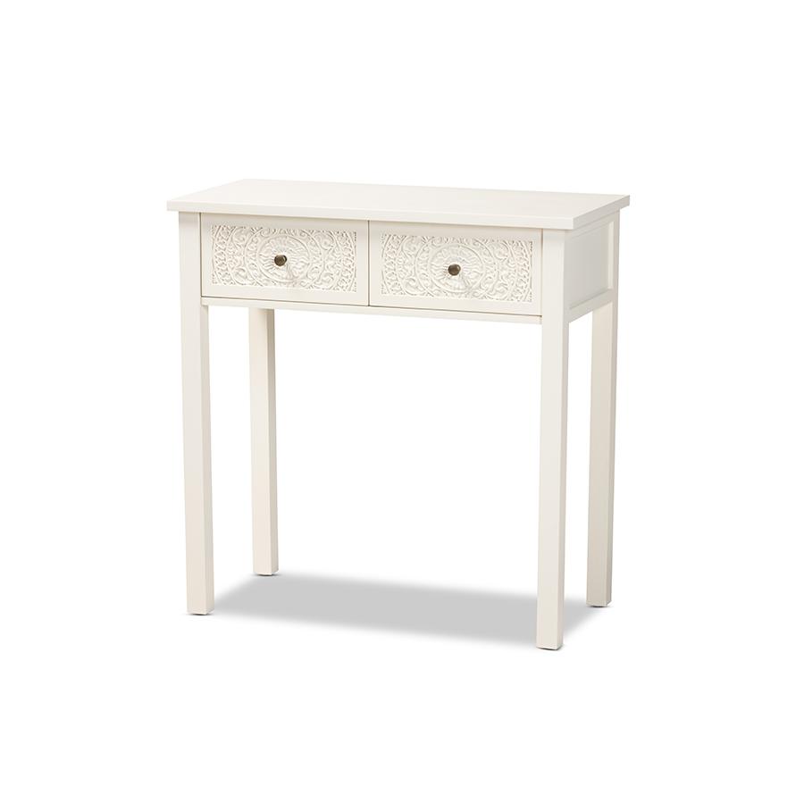 Baxton Studio Lambert Classic and Traditional White Finished Wood 2-Drawer Console Table | Console Tables | Modishstore - 2
