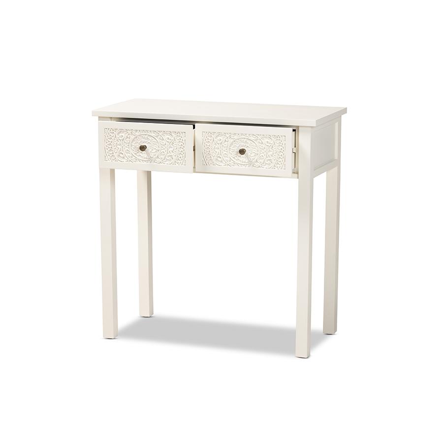 Baxton Studio Lambert Classic and Traditional White Finished Wood 2-Drawer Console Table | Console Tables | Modishstore - 3