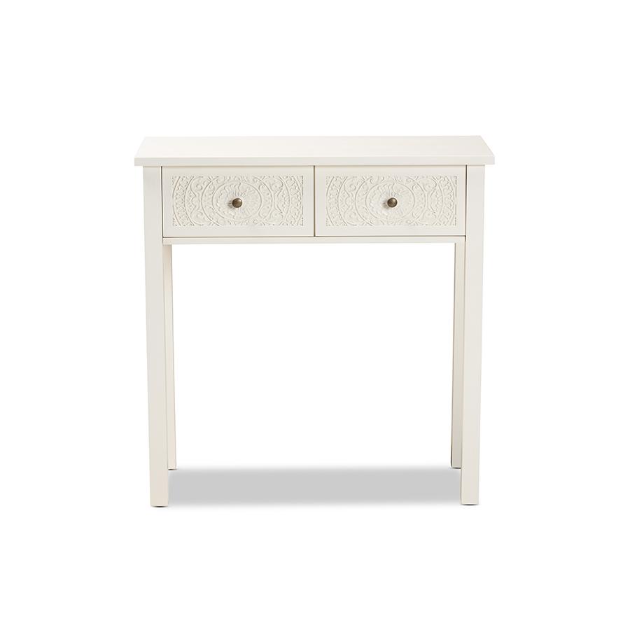Baxton Studio Lambert Classic and Traditional White Finished Wood 2-Drawer Console Table | Console Tables | Modishstore - 4