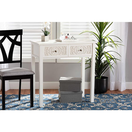 Baxton Studio Lambert Classic and Traditional White Finished Wood 2-Drawer Console Table | Console Tables | Modishstore