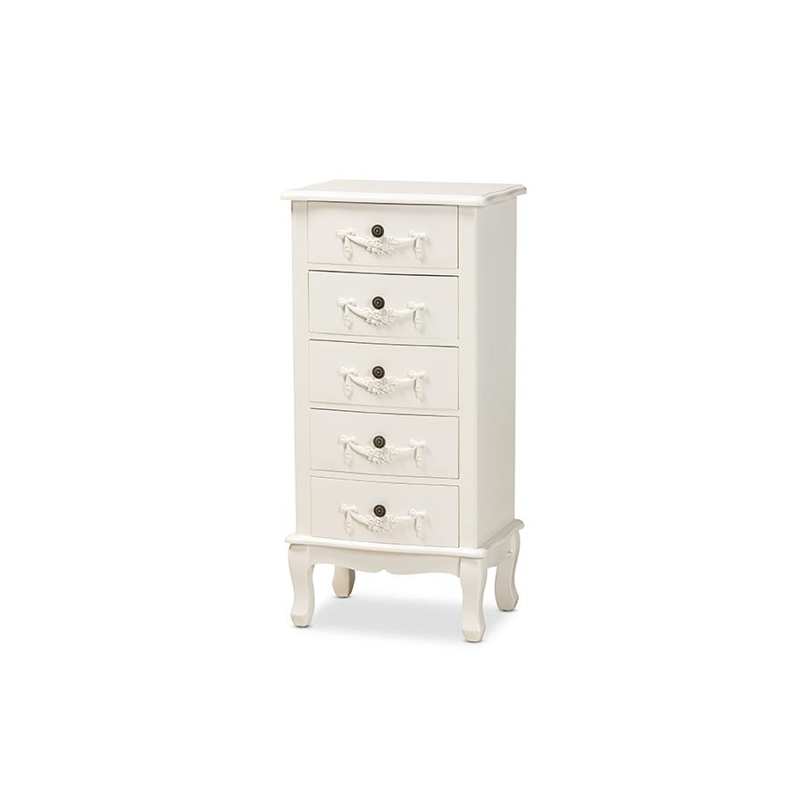 Baxton Studio Callen Classic and Traditional White Finished Wood 5-Drawer Chest | Cabinets | Modishstore - 2