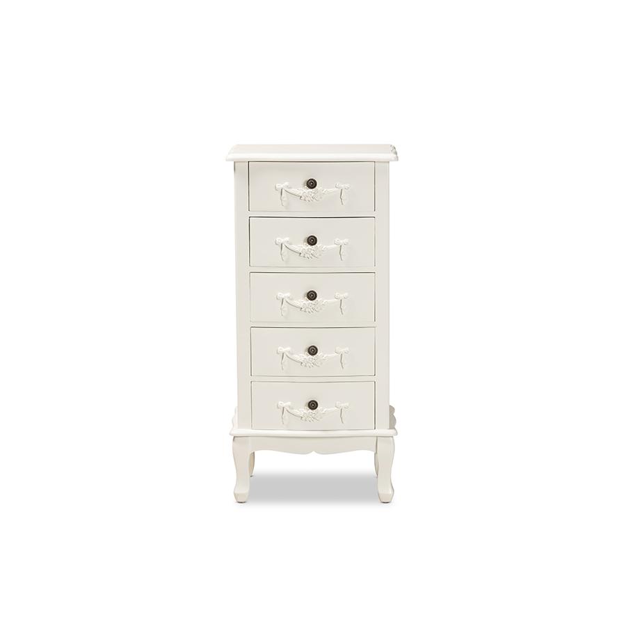 Baxton Studio Callen Classic and Traditional White Finished Wood 5-Drawer Chest | Cabinets | Modishstore - 4