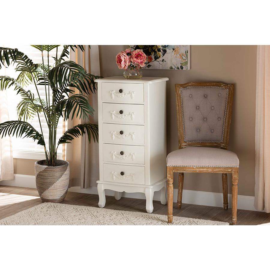 Baxton Studio Callen Classic and Traditional White Finished Wood 5-Drawer Chest | Cabinets | Modishstore