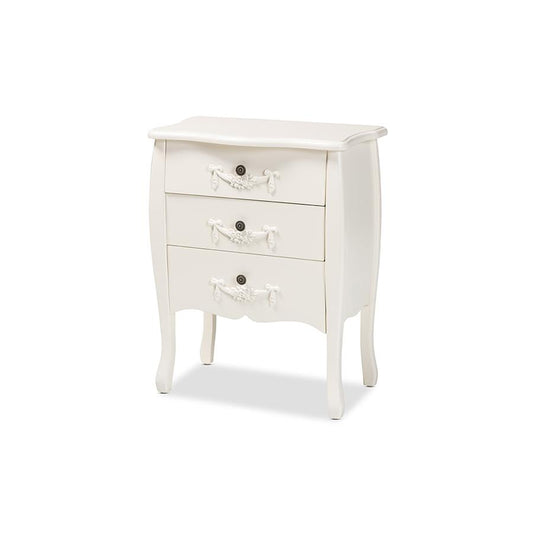 Baxton Studio Eliya Classic and Traditional White Finished Wood 3-Drawer Storage Cabinet | Drawers | Modishstore
