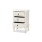 Baxton Studio Callen Classic and Traditional White Finished Wood 3-Drawer Nightstand | Nightstands | Modishstore - 2