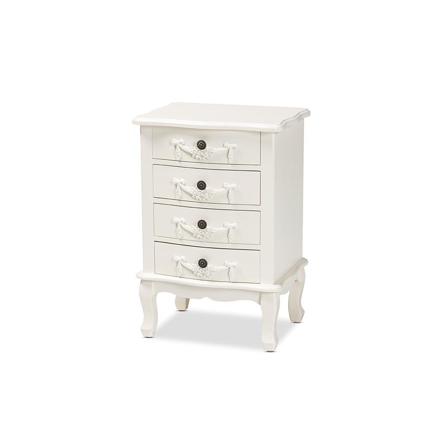 Baxton Studio Callen Classic and Traditional White Finished Wood 4-Drawer Nightstand | Nightstands | Modishstore