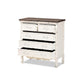 Baxton Studio Levron Classic and Traditional Two-Tone Walnut Brown and Antique White Finished Wood 5-Drawer Storage Cabinet | Drawers | Modishstore - 3
