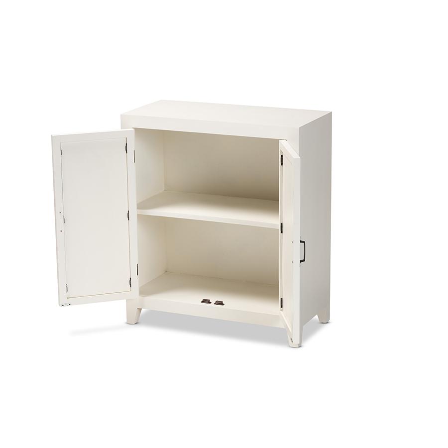 Baxton Studio Garcelle Modern and Contemporary White Finished Wood and Mirrored Glass 2-Door Sideboard | Sideboards | Modishstore - 3