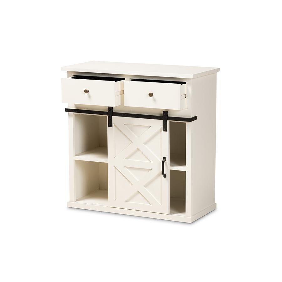 Baxton Studio Nadia Modern and Contemporary Farmhouse White Finished Wood and Black Metal 2-Door Sideboard Buffet | Sideboards | Modishstore - 3