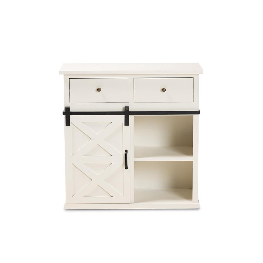 Baxton Studio Nadia Modern and Contemporary Farmhouse White Finished Wood and Black Metal 2-Door Sideboard Buffet | Sideboards | Modishstore - 4