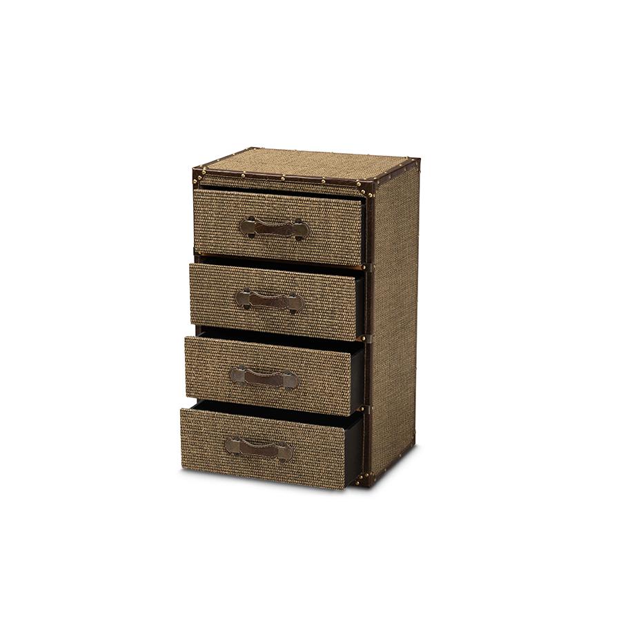 Baxton Studio Owen Mid-Century Modern Brown Fabric Upholstered 4-Drawer Accent Storage Cabinet | Cabinets | Modishstore - 2