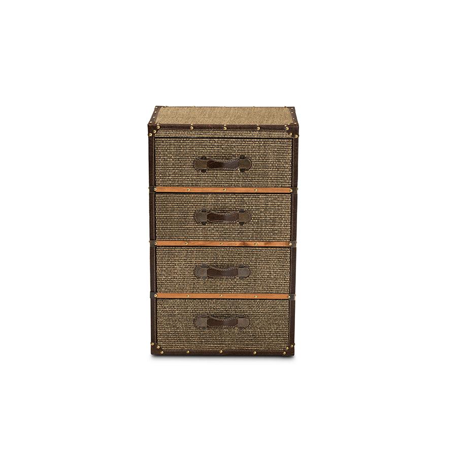 Baxton Studio Owen Mid-Century Modern Brown Fabric Upholstered 4-Drawer Accent Storage Cabinet | Cabinets | Modishstore - 3