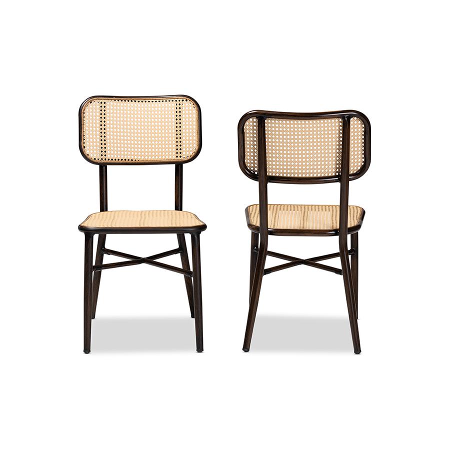 Baxton Studio Ivora Modern Bohemian Natural Brown Rattan 2-Piece Dining Chair Set | Dining Chairs | Modishstore - 2