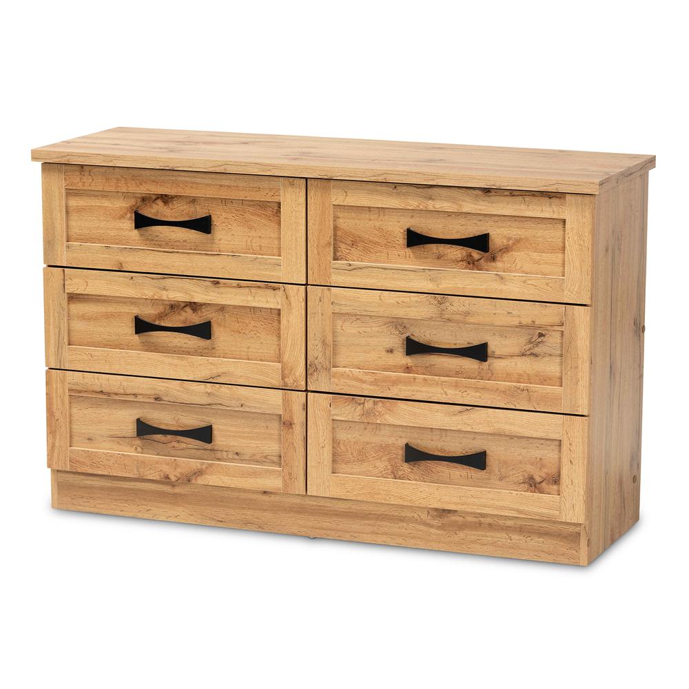 Baxton Studio Colburn Modern and Contemporary 6-Drawer Oak Brown Finished Wood Storage Dresser | Dressers | Modishstore - 2