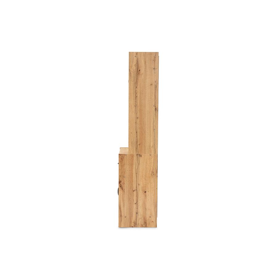 Baxton Studio Laurana Modern and Contemporary Oak Brown Finished Wood Kitchen Cabinet and Hutch | Cabinets | Modishstore - 4