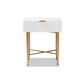 Baxton Studio Marcin Contemporary Glam and Luxe White Finished Wood and Gold Metal 1-Drawer Nightstand | Nightstands | Modishstore - 3