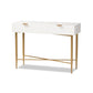 Baxton Studio Galia Modern and Contemporary White Finished Wood and Gold Metal 1-Drawer Console Table | Console Tables | Modishstore - 2