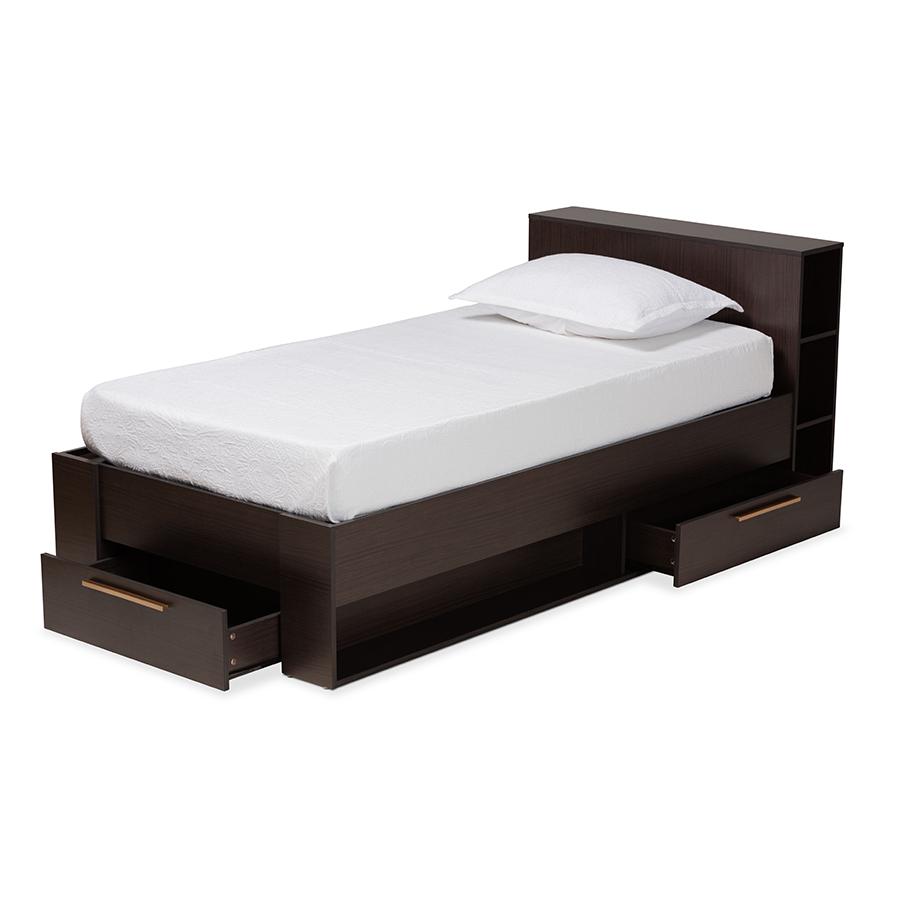 Baxton Studio Carlson Modern and Contemporary Espresso Brown Finished Wood Twin Size 3-Drawer Platform Storage Bed | Beds | Modishstore - 3