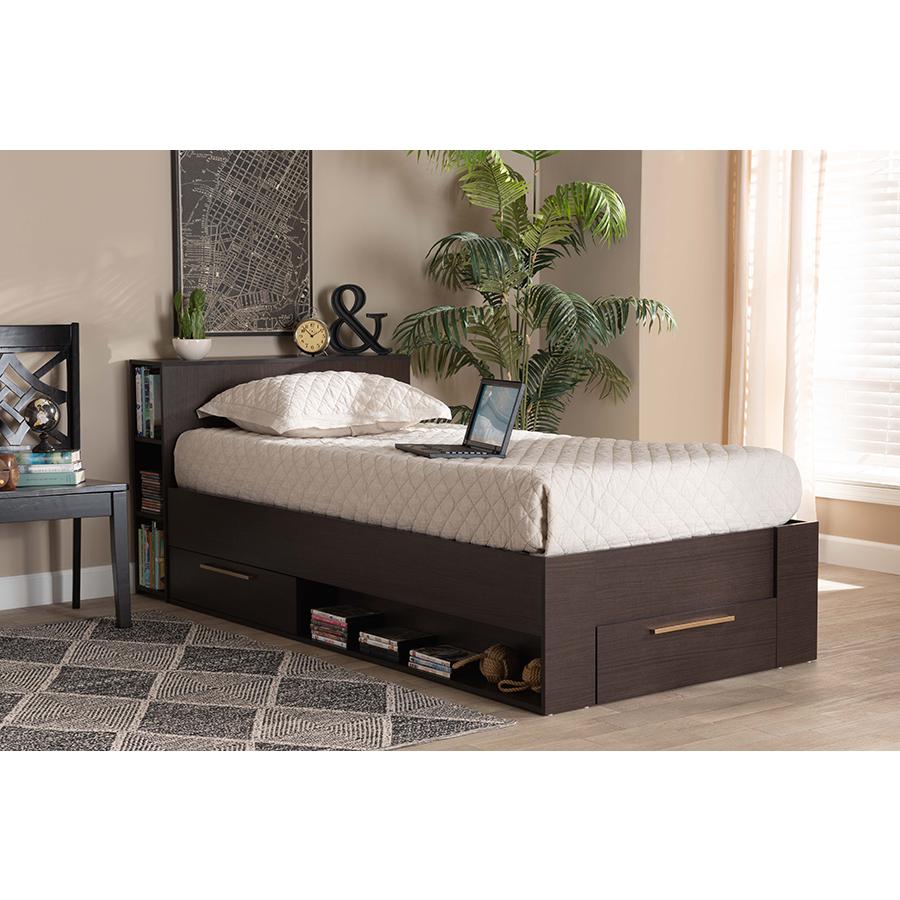 Baxton Studio Carlson Modern and Contemporary Espresso Brown Finished Wood Twin Size 3-Drawer Platform Storage Bed | Beds | Modishstore - 2