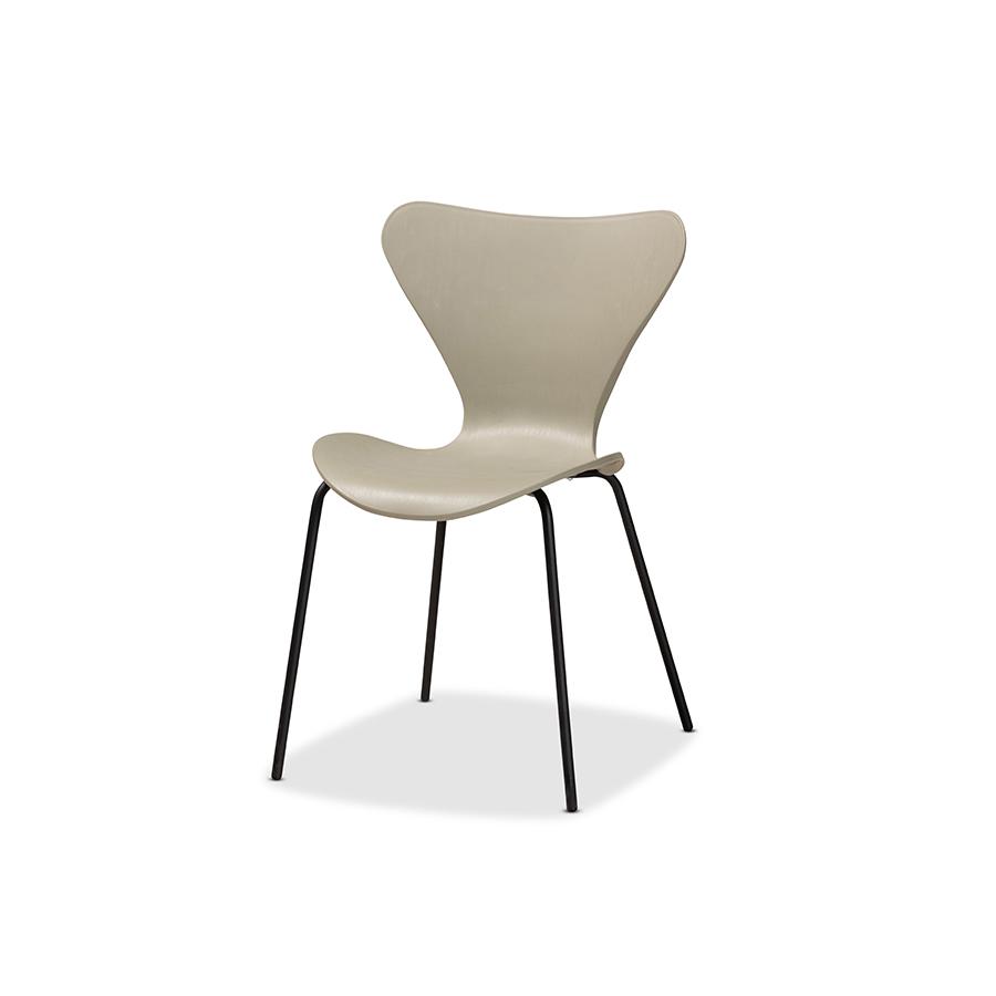 Baxton Studio Jaden Modern and Contemporary Beige Plastic and Black Metal 4-Piece Dining Chair Set | Dining Chairs | Modishstore - 3