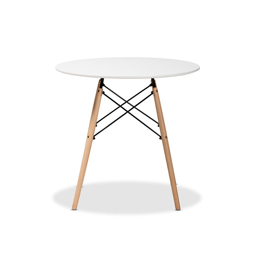 Baxton Studio Varen Modern and Contemporary White Finished Polypropylene Plastic and Oak Brown Finished Wood Dining Table | Dining Tables | Modishstore - 3