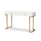 Baxton Studio Beagan Modern and Contemporary White Finished Wood and Gold Metal 2-Drawer Console Table | Console Tables | Modishstore - 2