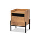 Baxton Studio Tasman Modern and Contemporary Industrial Natural Brown Finished Wood and Black Metal End Table | End Tables | Modishstore