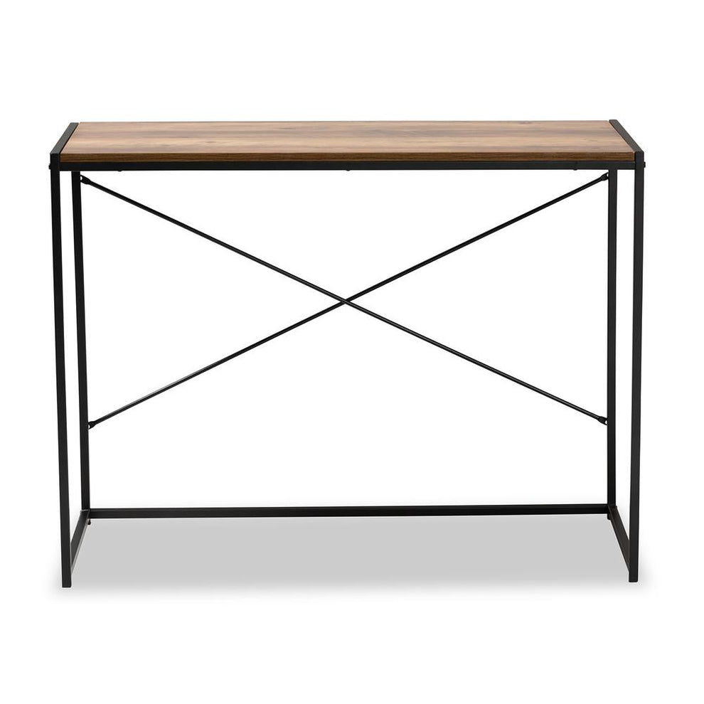 Baxton Studio Pauric Modern Industrial Walnut Brown Finished Wood and Black Metal Desk | Desks | Modishstore - 2