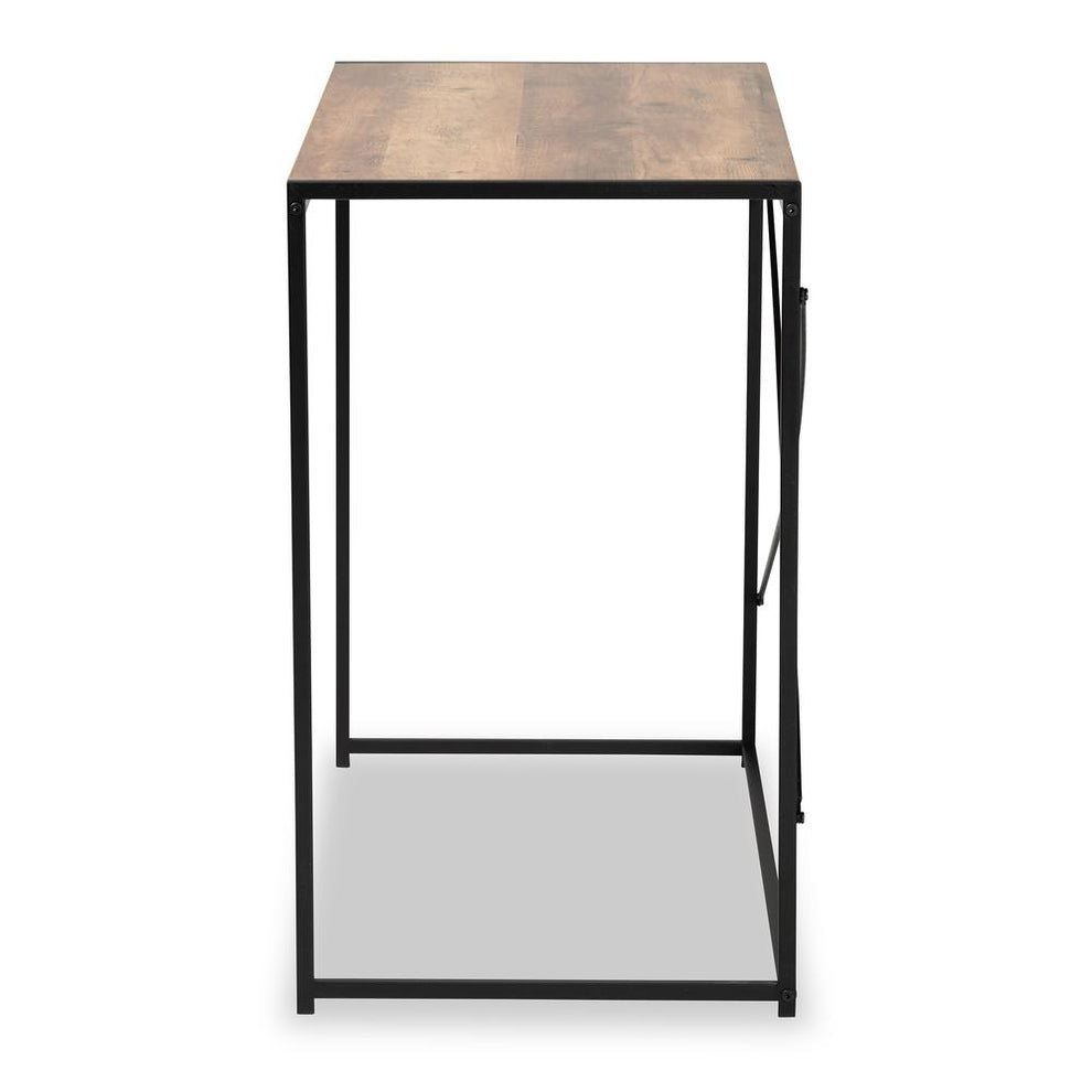 Baxton Studio Pauric Modern Industrial Walnut Brown Finished Wood and Black Metal Desk | Desks | Modishstore - 3