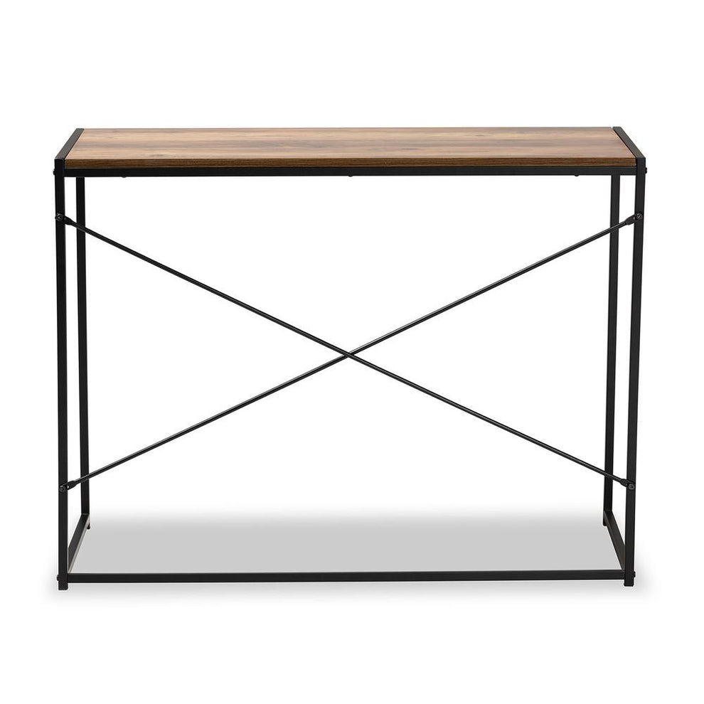 Baxton Studio Pauric Modern Industrial Walnut Brown Finished Wood and Black Metal Desk | Desks | Modishstore - 4