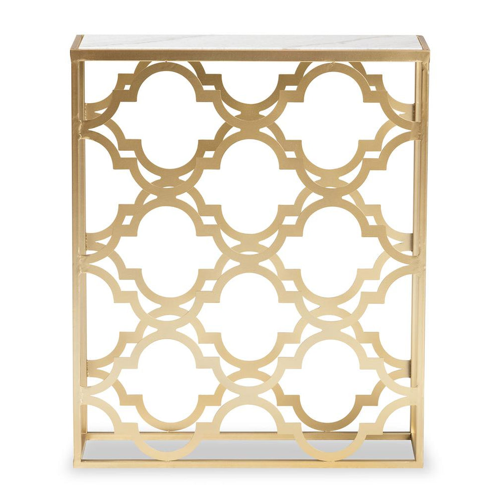 Baxton Studio Calanthe Modern and Contemporary Gold Finished Metal Console Table with Marble Tabletop | Console Tables | Modishstore - 2