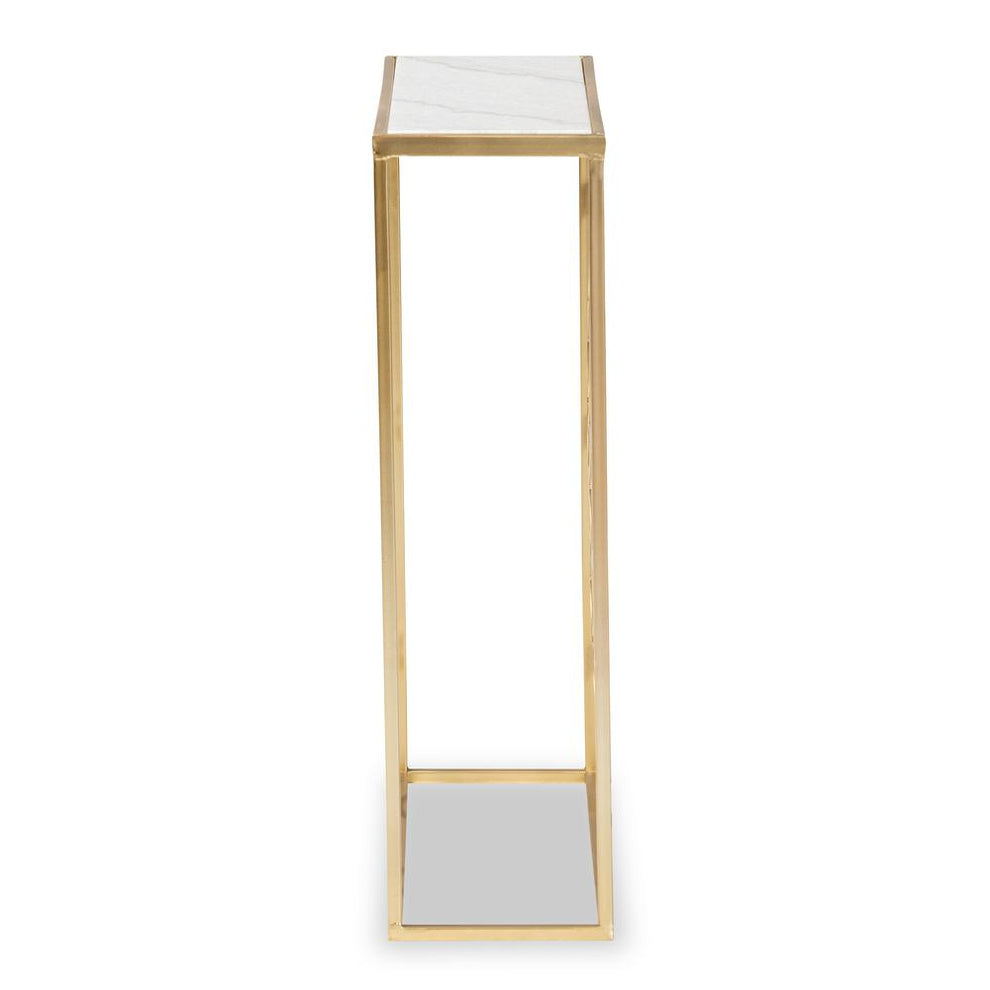 Baxton Studio Calanthe Modern and Contemporary Gold Finished Metal Console Table with Marble Tabletop | Console Tables | Modishstore - 3