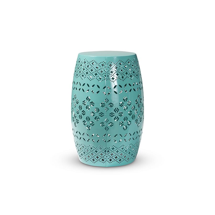 Baxton Studio Lavinia Modern and Contemporary Teal Finished Metal Outdoor Side Table | Outdoor Tables | Modishstore