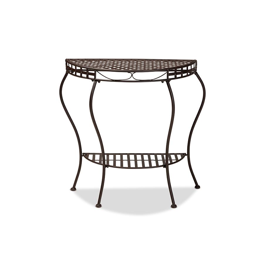 Baxton Studio Laraine Modern and Contemporary Black Metal Outdoor Console Table | Outdoor Tables | Modishstore - 2
