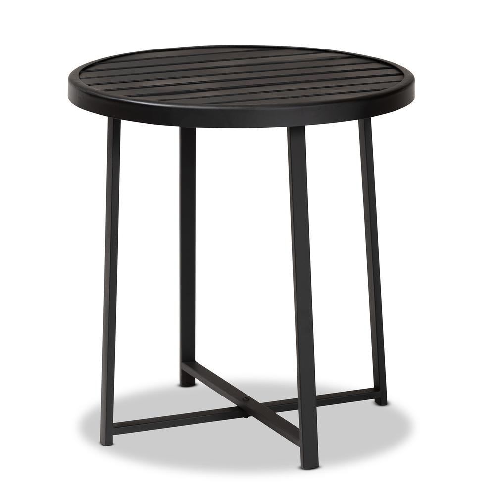 Baxton Studio Sadiya Modern Industrial Black Finished Metal Outdoor Side Table | Outdoor Tables | Modishstore