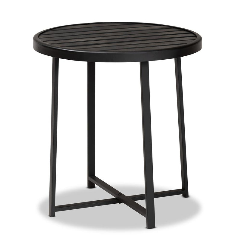 Baxton Studio Sadiya Modern Industrial Black Finished Metal Outdoor Side Table | Outdoor Tables | Modishstore