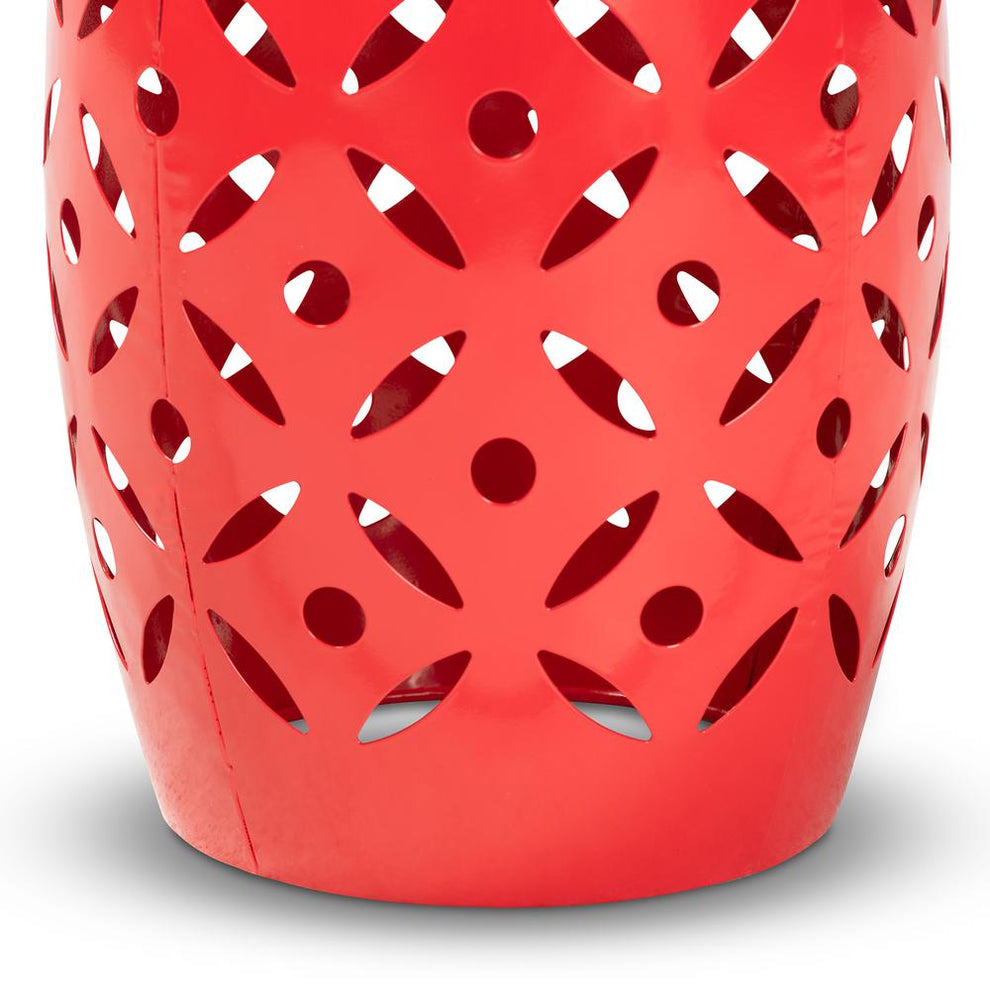 Baxton Studio Hallie Modern and Contemporary Red Finished Metal Outdoor Side Table | Outdoor Tables | Modishstore - 2