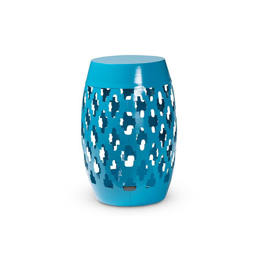 Baxton Studio Branson Modern and Contemporary Blue Finished Metal Outdoor Side Table | Outdoor Tables | Modishstore