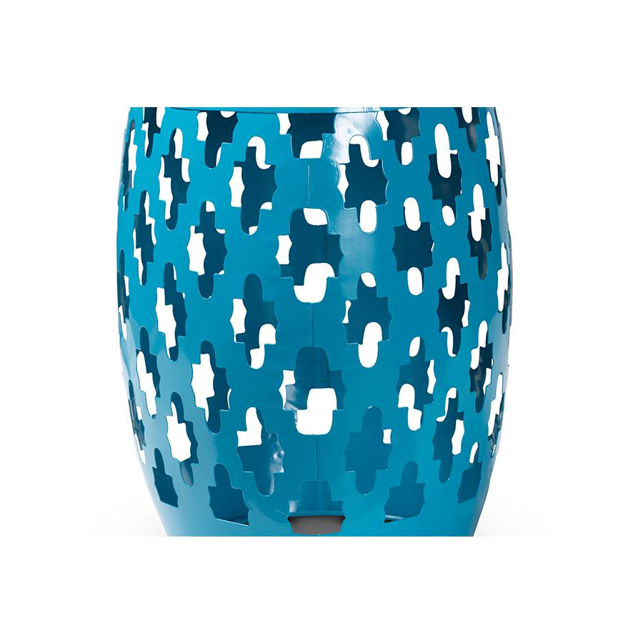 Baxton Studio Branson Modern and Contemporary Blue Finished Metal Outdoor Side Table | Outdoor Tables | Modishstore - 2