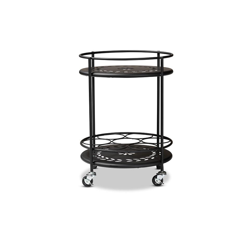 Baxton Studio Dallan Modern Industrial Black Metal 2-Tier Kitchen Cart | Bar Carts | Modishstore - 2