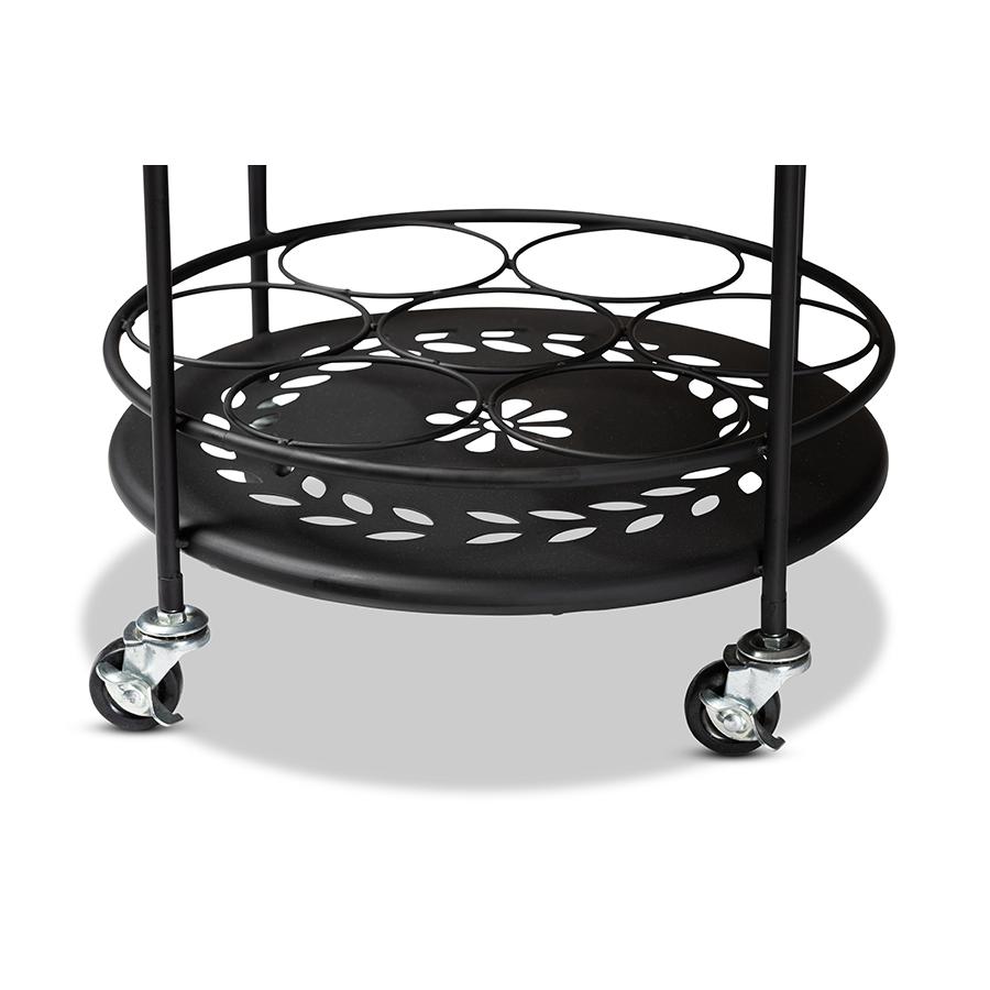 Baxton Studio Dallan Modern Industrial Black Metal 2-Tier Kitchen Cart | Bar Carts | Modishstore - 3