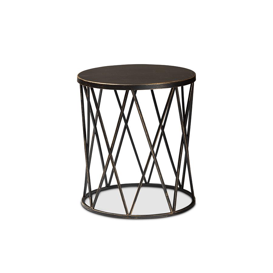 Baxton Studio Finnick Modern Industrial Antique Black finished Metal End Table | End Tables | Modishstore - 2