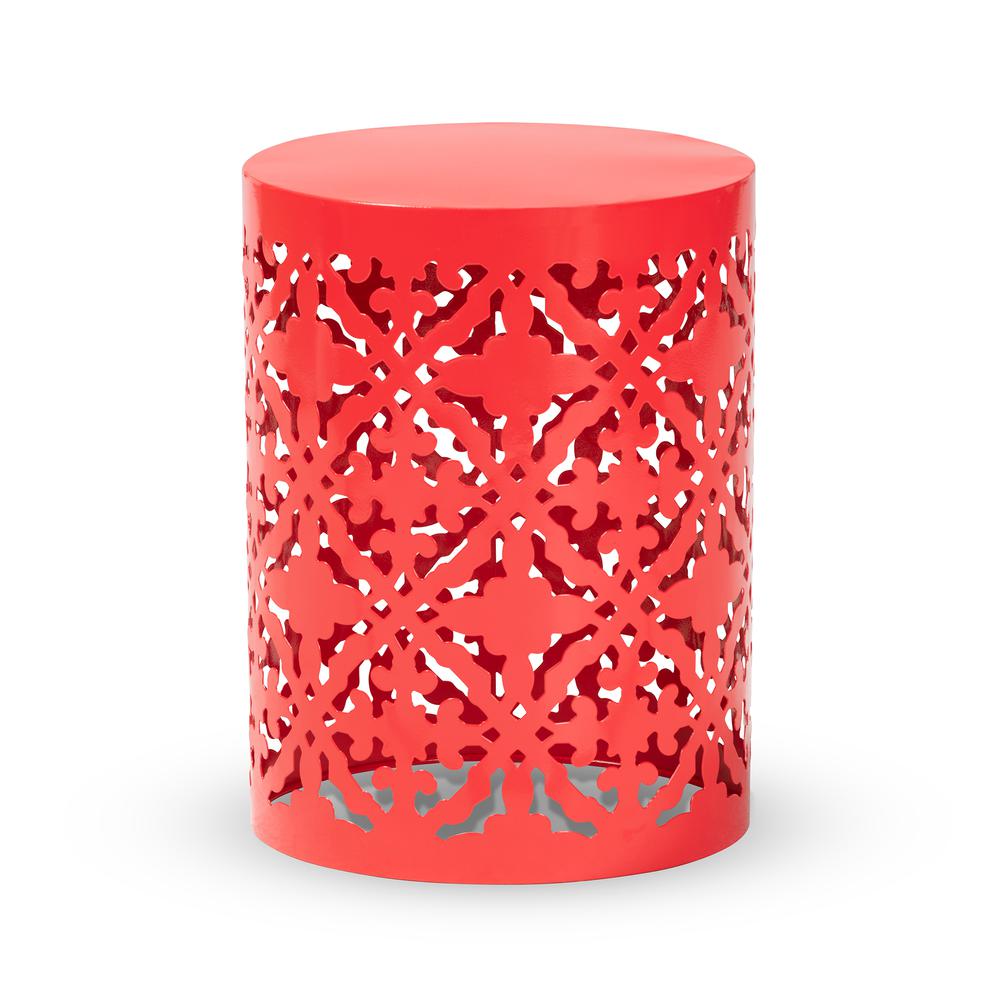 Baxton Studio Jamila Modern and Contemporary Red Finished metal Outdoor Side Table | Outdoor Tables | Modishstore