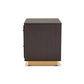 Baxton Studio Cormac Mid-Century Modern Transitional Dark Brown Finished Wood and Gold Metal 2-Drawer Nightstand | Nightstands | Modishstore - 4