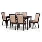 Baxton Studio Rosa Modern and Contemporary Sand Fabric Upholstered and Dark Brown Finished Wood 7-Piece Dining Set | Dining Sets | Modishstore - 2