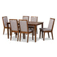 Baxton Studio Rosa Modern and Contemporary Grey Fabric Upholstered and Walnut Brown Finished Wood 7-Piece Dining Set | Dining Sets | Modishstore - 2