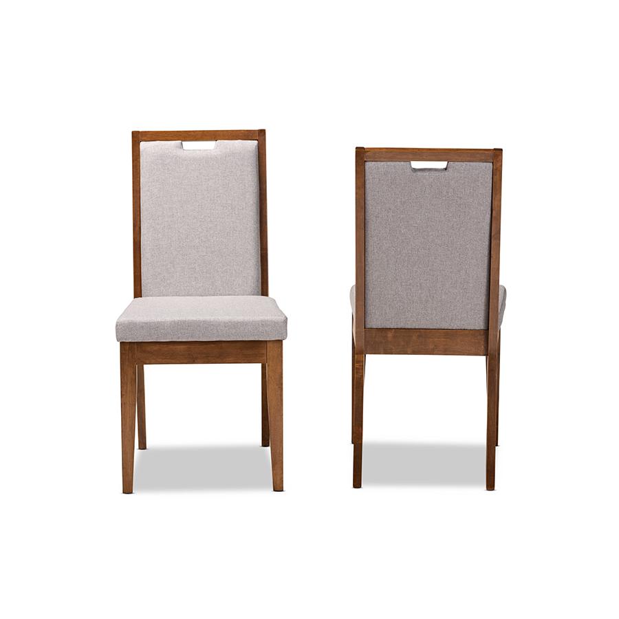 Baxton Studio Octavia Modern and Contemporary Grey Fabric Upholstered and Walnut Brown Finished Wood 2-Piece Dining Chair Set | Dining Chairs | Modishstore - 3